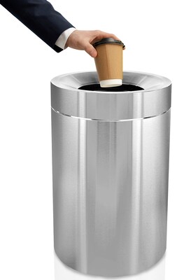Alpine Industries Stainless Steel Trash Can with Open Lid, 100 Gallon, Silver, 2/Pack (ALP475-50-2PK)
