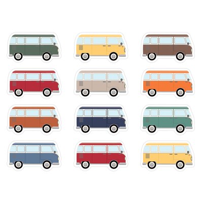 Teacher Created Resources Moving Mountains Road Trip Camper Vans Mini Accents, 36/Pack, 6 Packs/Bundle (TCR9219-6)