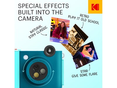 Kodak Smile+ 5 Megapixels Digital Instant Print Camera, Teal/Blue (RODSMPCAMBL)