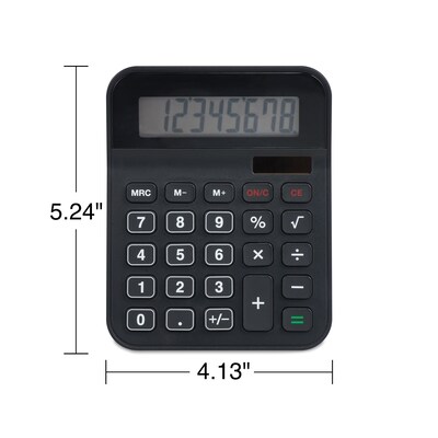 Staples 8-Digit Battery & Solar Basic Calculator, Black (ST230-CC)