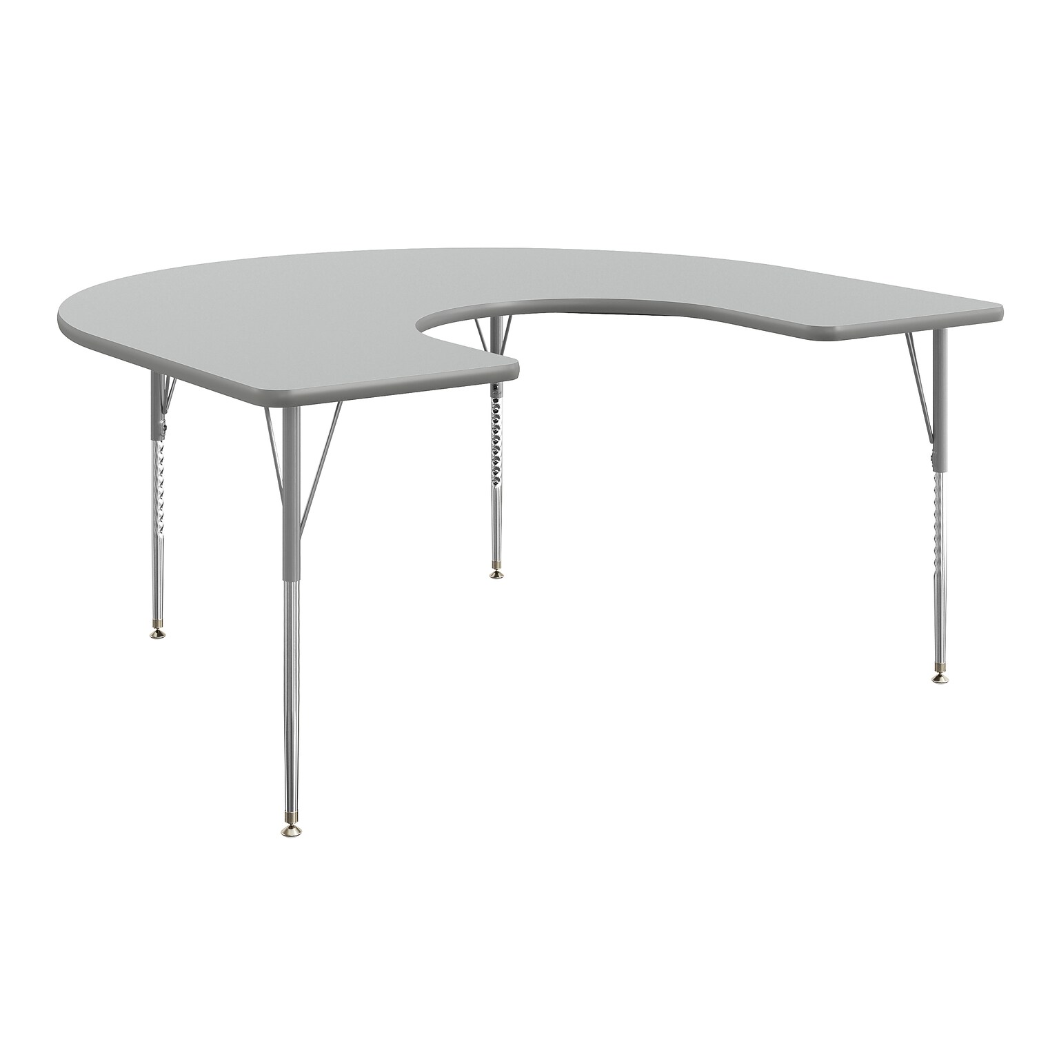 Flash Furniture Wren Horseshoe Activity Table, 66 x 60, Height Adjustable, Gray Top/Silver Frame (XUA6066HRSEGTA)