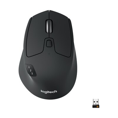 Logitech M720 Triathlon Wireless Bluetooth Multi-Device Mouse, Black (910-004790)