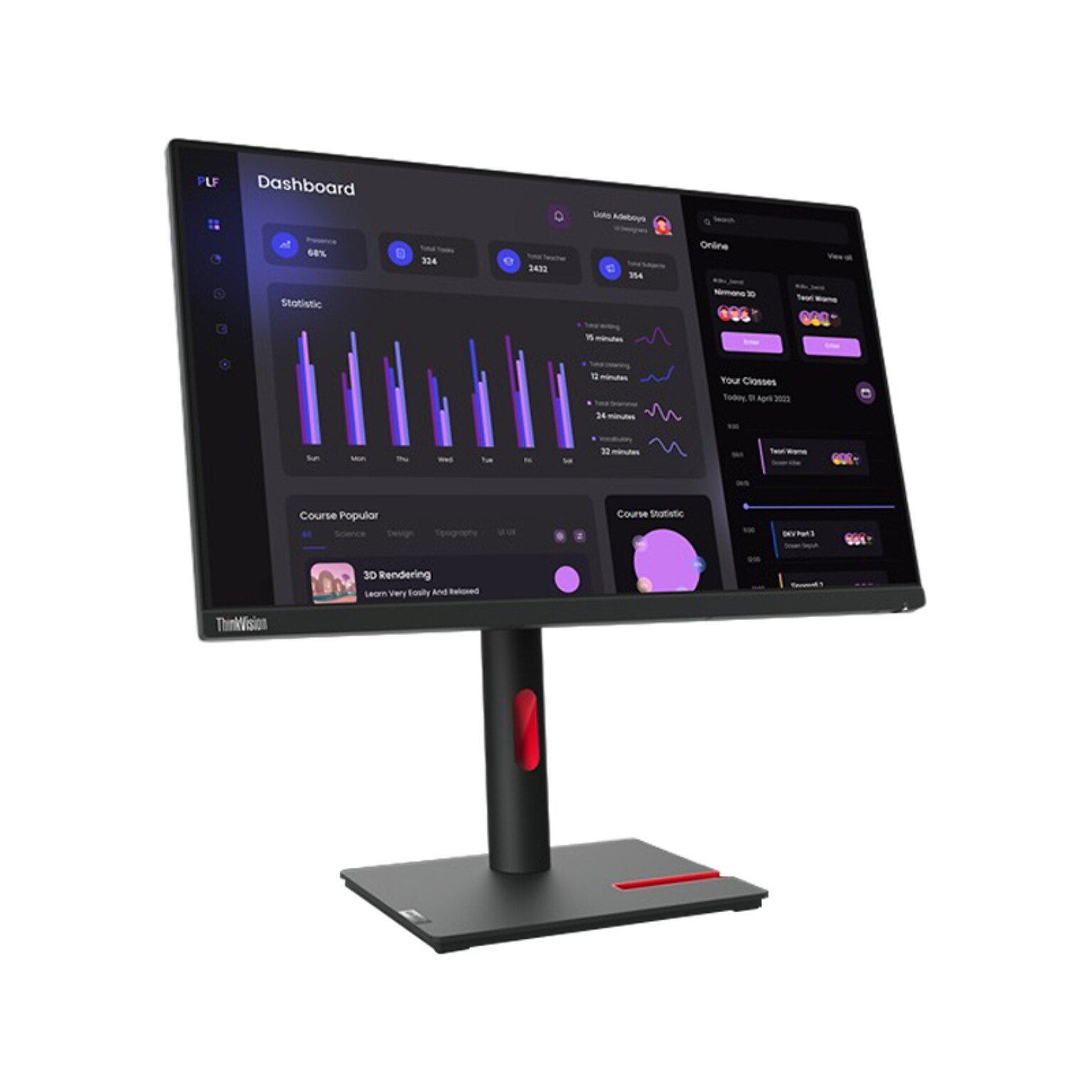Lenovo ThinkVision T24i-30 23.8 60 Hz LED Monitor, Black (63CFMAR1US)