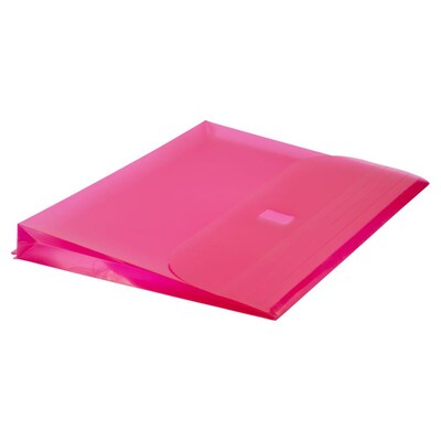 JAM Paper Plastic Binder Pocket, 3-Hole Punched, Fuchsia Pink, 12/Pack (218VB1PI)