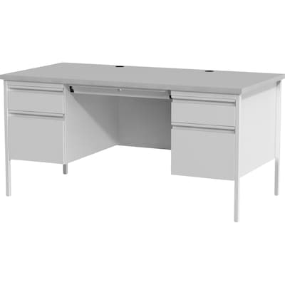 Lorell Fortress Series 60" W Double-Pedestal Desk, Gray (LLR60935)