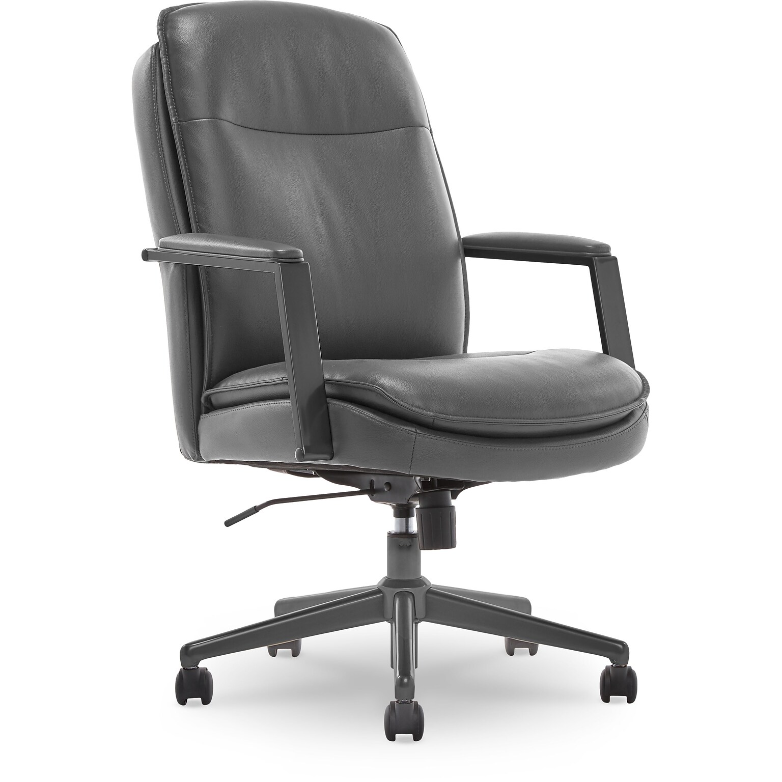 Thomasville Furniture Upton Ergonomic Bonded Leather Swivel Manager Chair, Gray (51421-GRY)