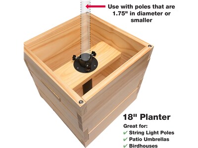 Excello Global Products Extra-Large Planter with Pole Support, Natural Wood (EGP-HD-0478-OS)