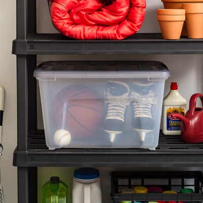 Iris 53 Quart Storage Bin with Latching Lid, Plastic, Clear, 5/Pack (500149)