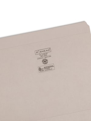 Smead File Folder, Reinforced Straight-Cut Tab, Letter Size, Gray, 100/Box (12310)