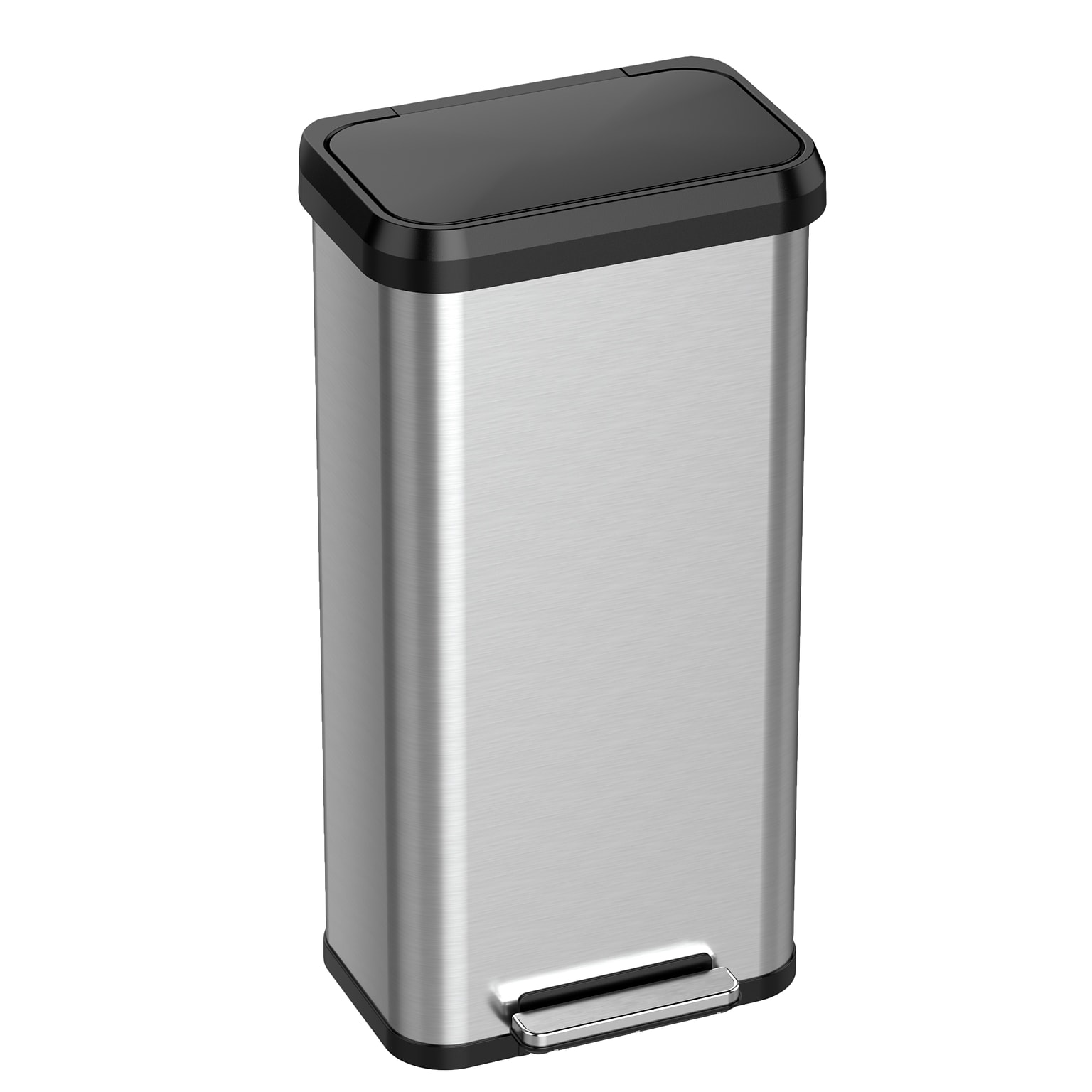 iTouchless SoftStep EXP Stainless Steel Step Trash Can with Plastic Lid, 20 Gallon, Silver/Black (PP20RSB)