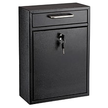 AdirOffice Large Wall Mounted Drop Box with Suggestion Cards, Key Lock, Black (631-04-BLK-PKG)