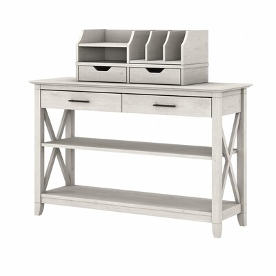Bush Furniture Key West 47 x 15 Console Table with Storage and Desktop Organizers, Linen White Oak (KWS028LW)