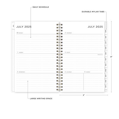 2025-2026 Blue Sky Smoke 5" x 8" Academic Year Weekly & Monthly Planner, Plastic Cover, Multicolored (133682-A26)