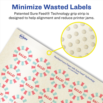 Avery Pearlized Ivory Burst Multipurpose Labels, 1", Ivory, 2400/Box (94606)