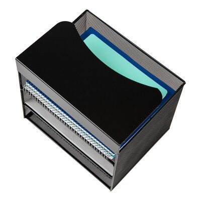 Mind Reader Slide-On Under Desk Metal Front Loading Letter Tray, Letter Size, Black (HUDESK-BLK )