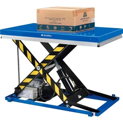 Global Industrial Power Scissor Lift Table, Hand & Foot Control, 48 x 48, 3300 Lb. Capacity (989035)