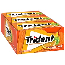 Trident Sugar Free Tropical Twist Gum, 14 Pieces/Pack, 12/Box (MOZ01110)