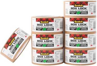 Scotch Box Lock Paper Packaging Tape, 1.88 x 25 yds., Brown, 8/Carton (7850-23-8GC)