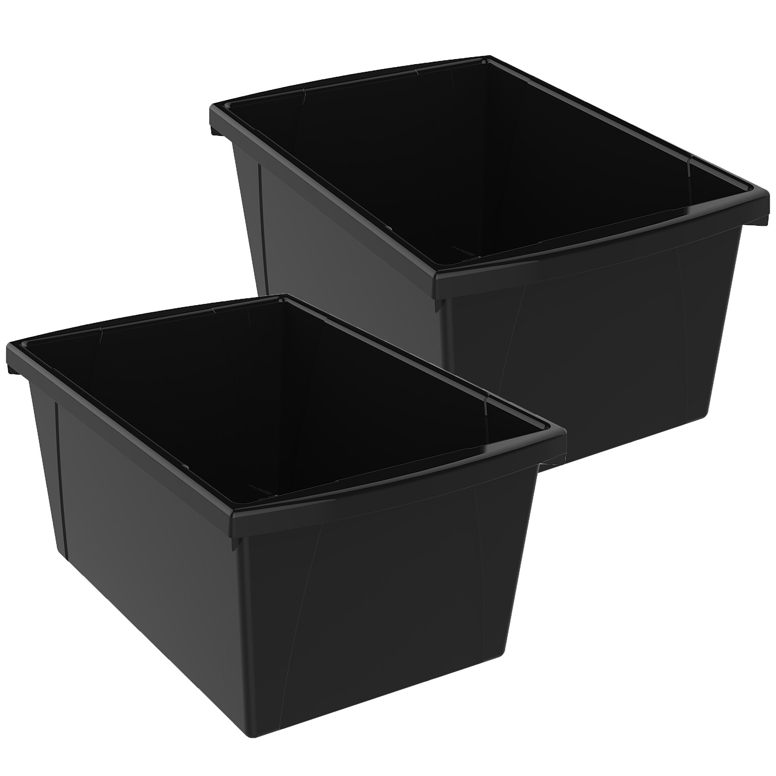 Storex Plastic Medium Classroom Storage Bin, 16.75x 11.87x 8.28, Black, Pack of 2 (STX61429U06C-2)