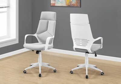 Monarch Specialties Inc. Fabric Executive Chair, Grey/White (I 7270)
