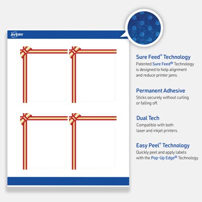 Avery Rectangle Multipurpose Labels, 4" x 3-1/3", White, 40/Pack (19479370584)