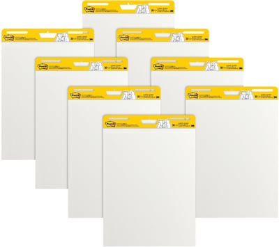 Post-it Super Sticky Easel Pad, 25 x 30 in., 8 Pads, 30 Sheets/Pad, 2x the Sticking Power, White