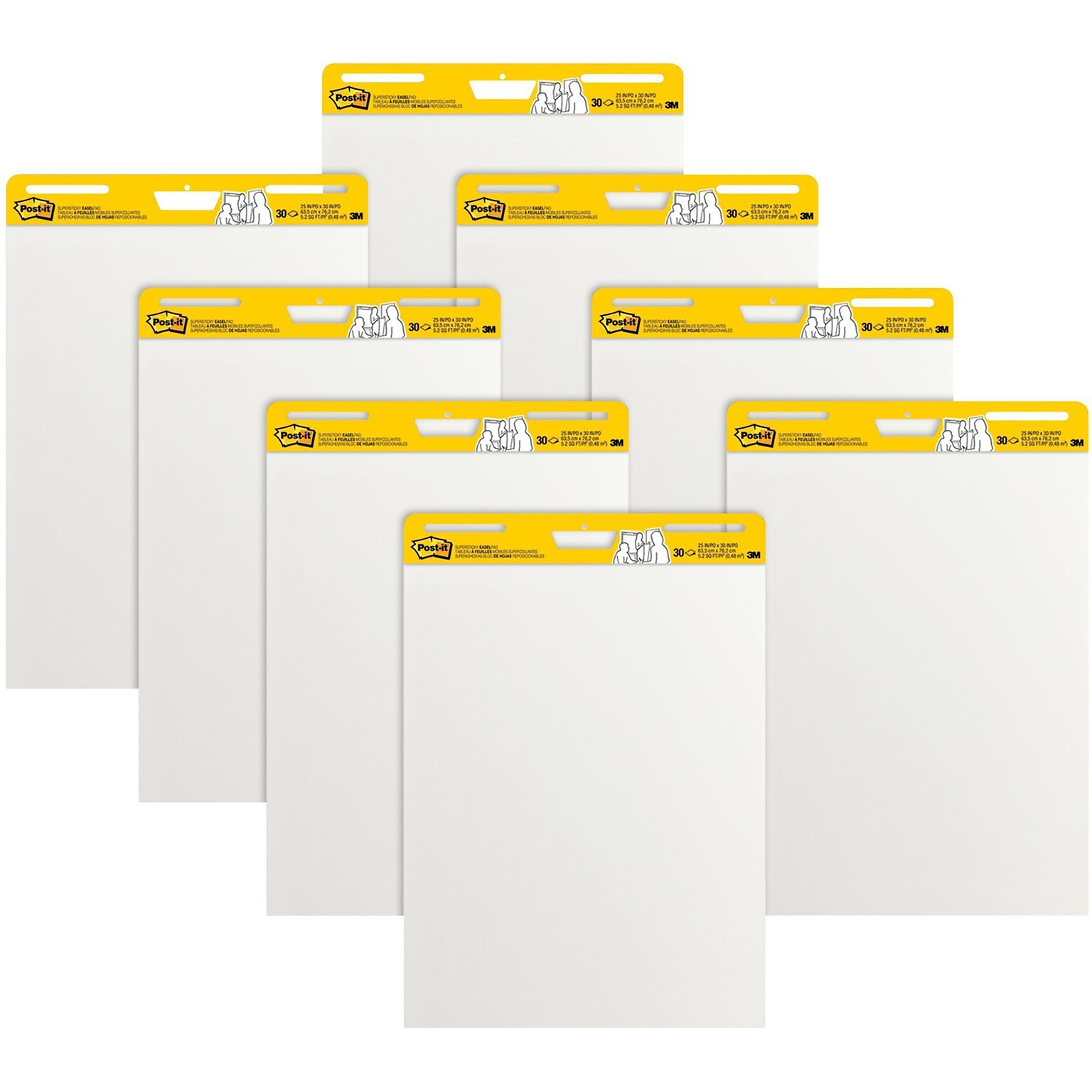 Post-it Super Sticky Easel Pad, 25 x 30, 30 Sheets/Pad, 8 Pads/Pack (559VAD8PK)