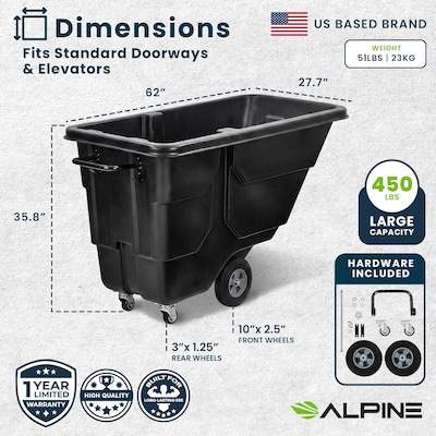 Alpine Industries Tilt Truck, 1/2 Cubic Yard, Black (500-12450-NRF-BLK)