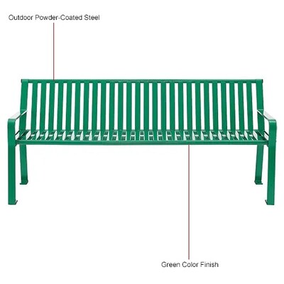 Global Industrial 4' Outdoor Bench w/ Back, Vertical Steel Slat, Green (694853KD)