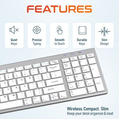 Delton N36 Wireless Keyboard and Optical Mouse Combo, White (DKMN36-WW)