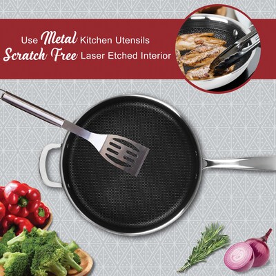 Brentwood 11" Frying Pan With Glass Lid, Stainless Steel (B-DSH28L)