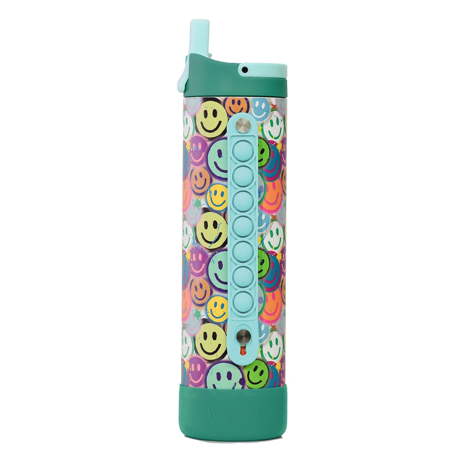Elemental Iconic Pop Stainless Steel Triple Wall Insulated Water Bottle, 20 oz., Graffiti Smile (EMLEB20SM31P)