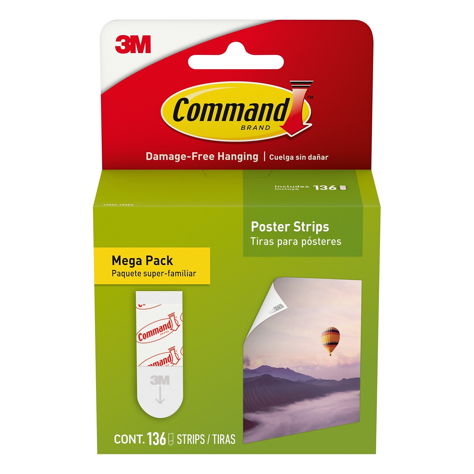 Command Poster Strips Mega-Pack, White, 136 Strips/Pack (17024-136ES)