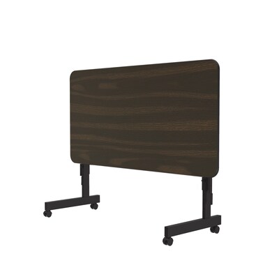 Correll Econoline 48W x 24D Adjustable Foldable Training Room Table, Laminate, With Wheels, Walnut (FTM2448TF01)