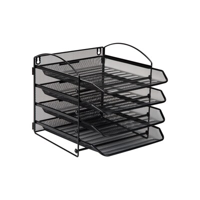 Mind Reader 4-Pocket Metal Mesh Mountable Wall File, Letter Size, Black (4THANG-BLK)