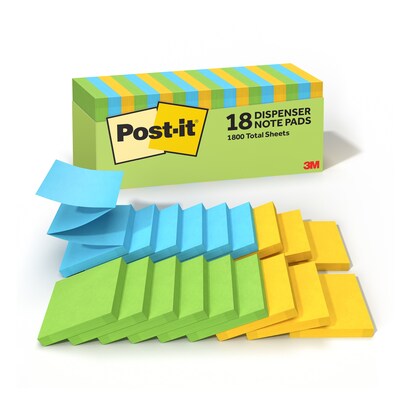 Post-it Pop-up Notes, 3 x 3, Floral Fantasy Collection, 100 Sheet/Pad, 18 Pads/Pack (R33018AUCP)