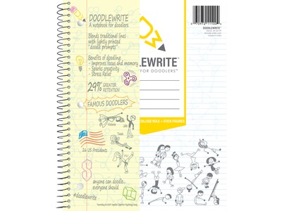 DOODLEWRITE 1-Subject Notebooks, 8.5" x 11", College Ruled, 60 Sheets, White, /Carton (11100CS)