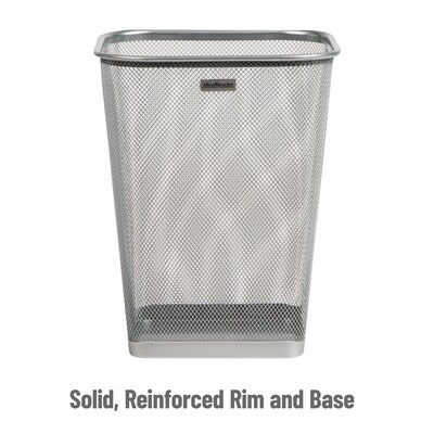 Mind Reader Metal Trash Can Without Lid, 5 Gallon, Silver, 2/Pack (2SQUAGA-SIL)