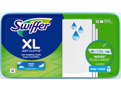 Swiffer XL Sweeper Wet Cloth, Fresh Scent, 12/Pack (74471)