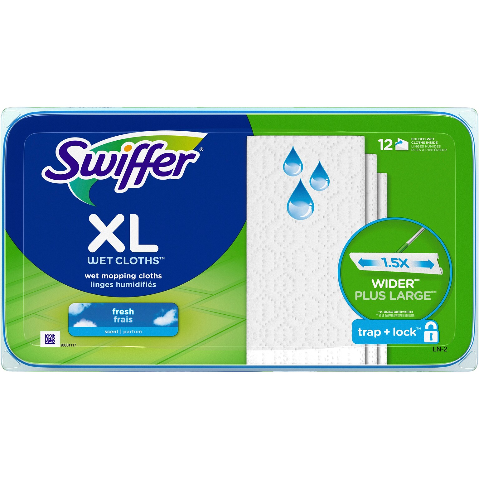 Swiffer XL Sweeper Wet Cloth, Fresh Scent, 12/Pack (74471)