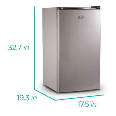 Black & Decker Adjustable Temperature Control Refrigerator with Freezer Compartment, 3.2 Cu. Ft., Gray/Silver (BCRK32V)