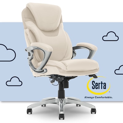Serta Works Bryce Ergonomic Bonded Leather Swivel Executive Chair, Cream (43807B)