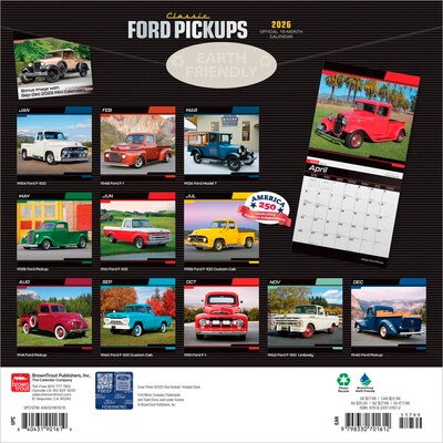 2026 BrownTrout Classic Ford Pickups 12 x 12 Monthly Wall Calendar (9798330701612)