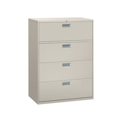 HON Brigade 600 Series 4-Drawer Lateral File Cabinet, Locking, Letter/Legal, Gray, 42W (HON694LQ)