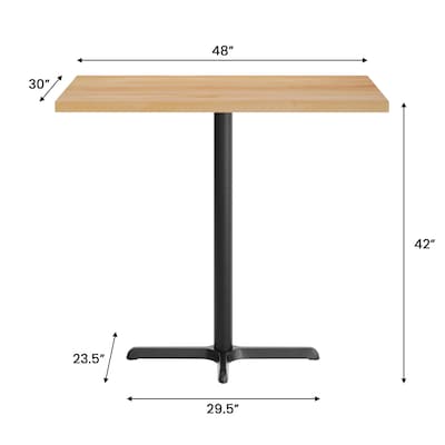 Flash Furniture Bennett Wooden Commercial Indoor Table, 48" x 30", Natural Top/Black Base (GSF3048NTT2230B)