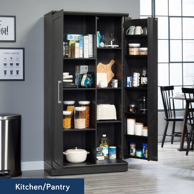 Sauder HomePlus 71H Storage Cabinet with 12 Shelves, Raven Oak (446898)