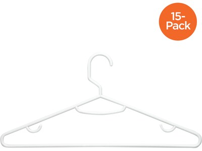 Honey-Can-Do Recycled Plastic Hanger, White, 15/Pack (HNG-01523)
