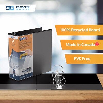 Davis Group QuickFit 3" 3-Ring Standard Binders, Black, 6/Pack (88051-06)