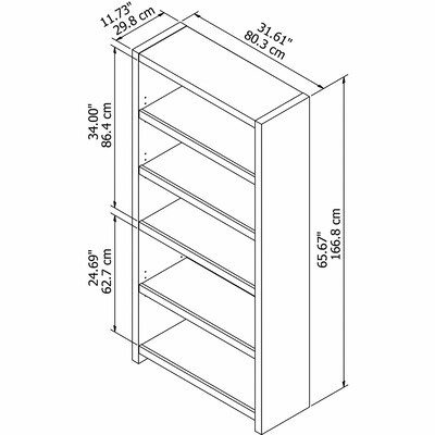 Bush Business Furniture Echo 5 Shelf Bookcase, Gray Sand (KI60204-03)