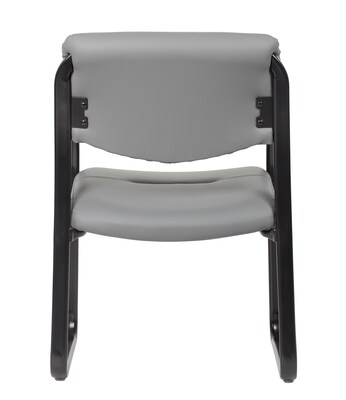Boss LeatherPlus Guest Chair with Sled Base, Gray (B9529-GY)